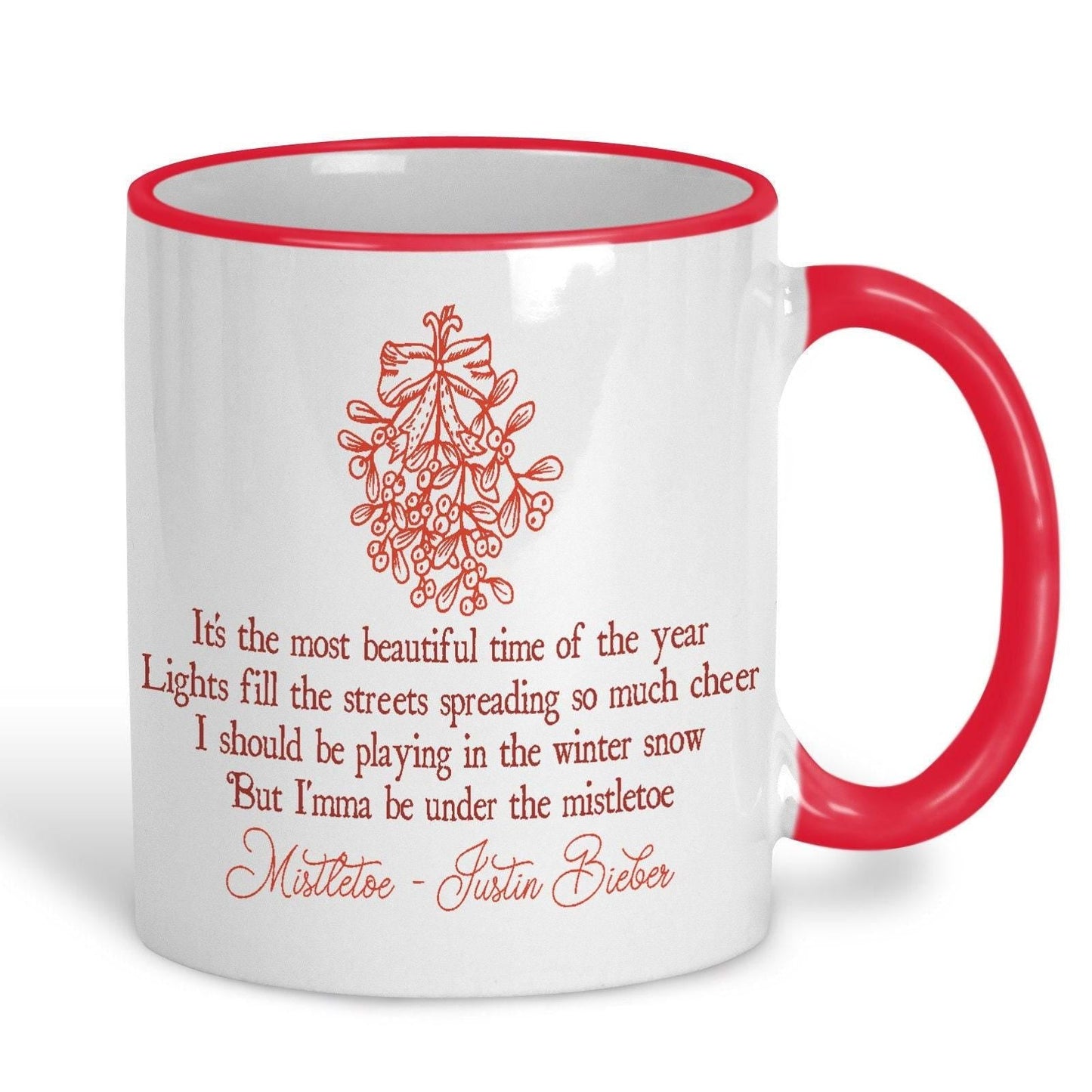 Mistletoe Justin Bieber Christmas Song Lyrics Personalised Ceramic Mug