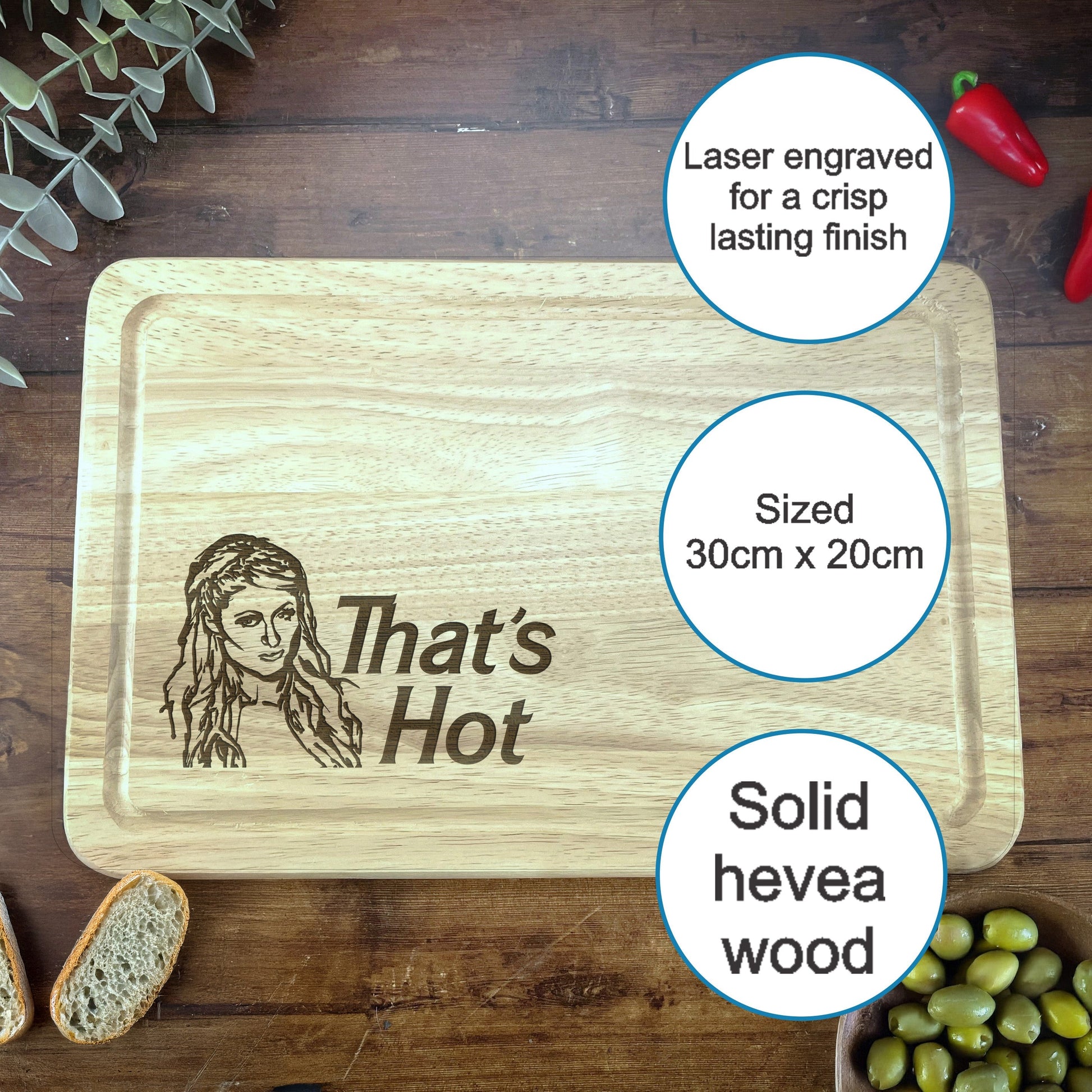 a cutting board with a picture of a woman on it