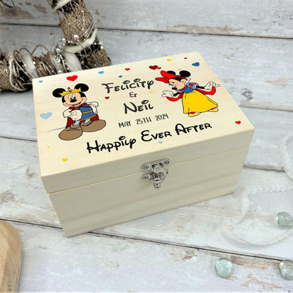 Snow White, Minnie & Mickey Mouse Personalised Wooden Memory Box Wedding Gift