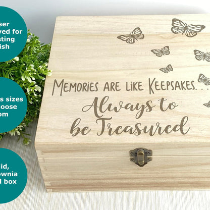Butterfly Design Wooden Memory Keepsake Box Personalised Gift