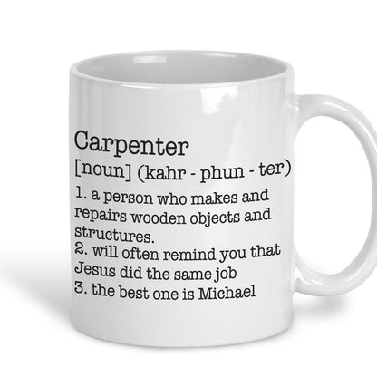 Carpenter Definition Personalised Mug Gift Secret Santa Worksite Trade New Job Profession