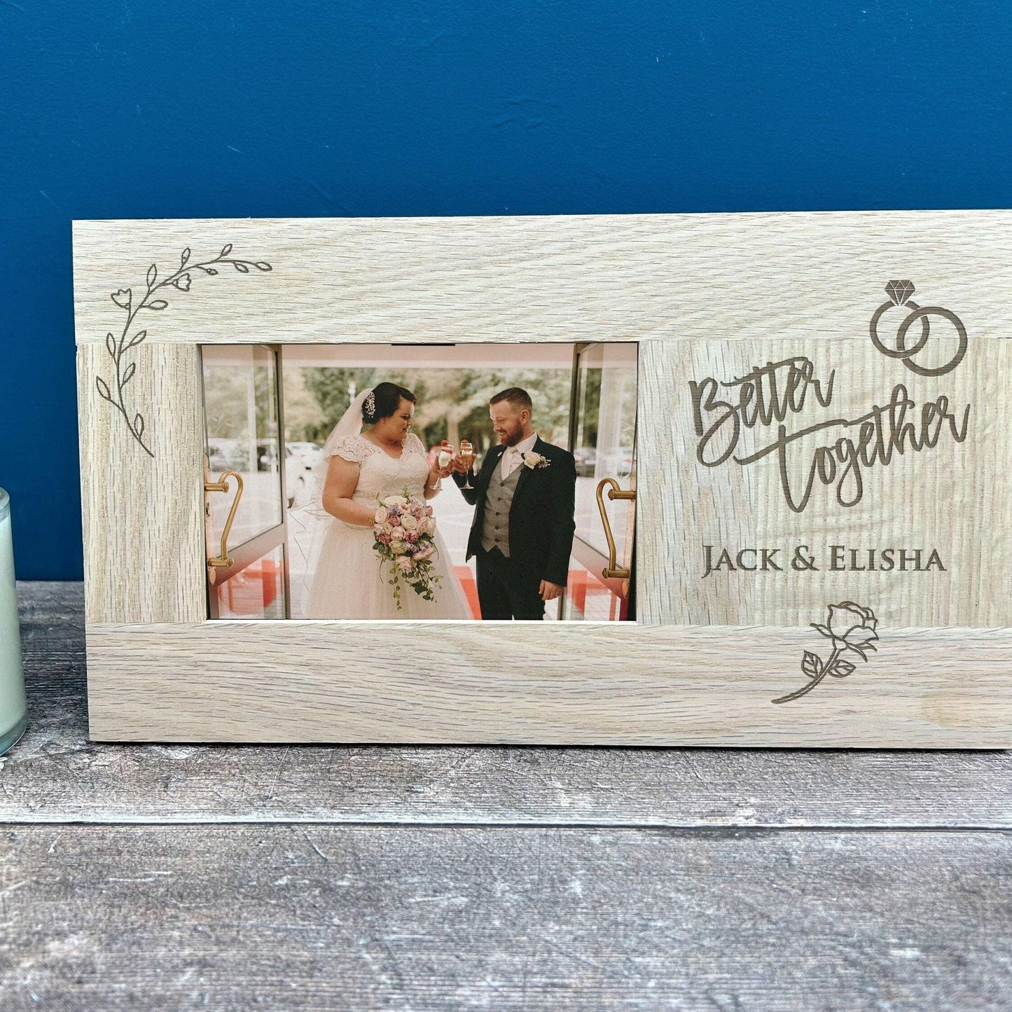 Better Together - Wedding Photo Frame Personalised Gift - Oak Photo 6 x 4