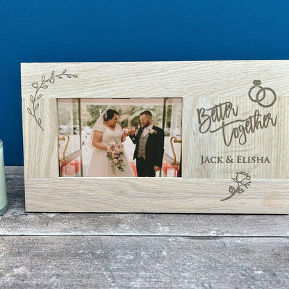 Better Together - Wedding Photo Frame Personalised Gift - Oak Photo 6 x 4