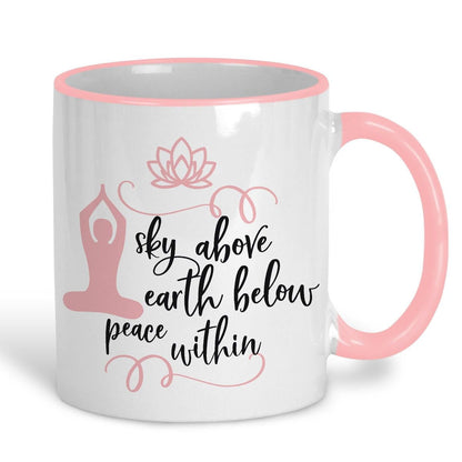 Sky Earth Peace Within White Yoga Personalised Coffee Tea Mug