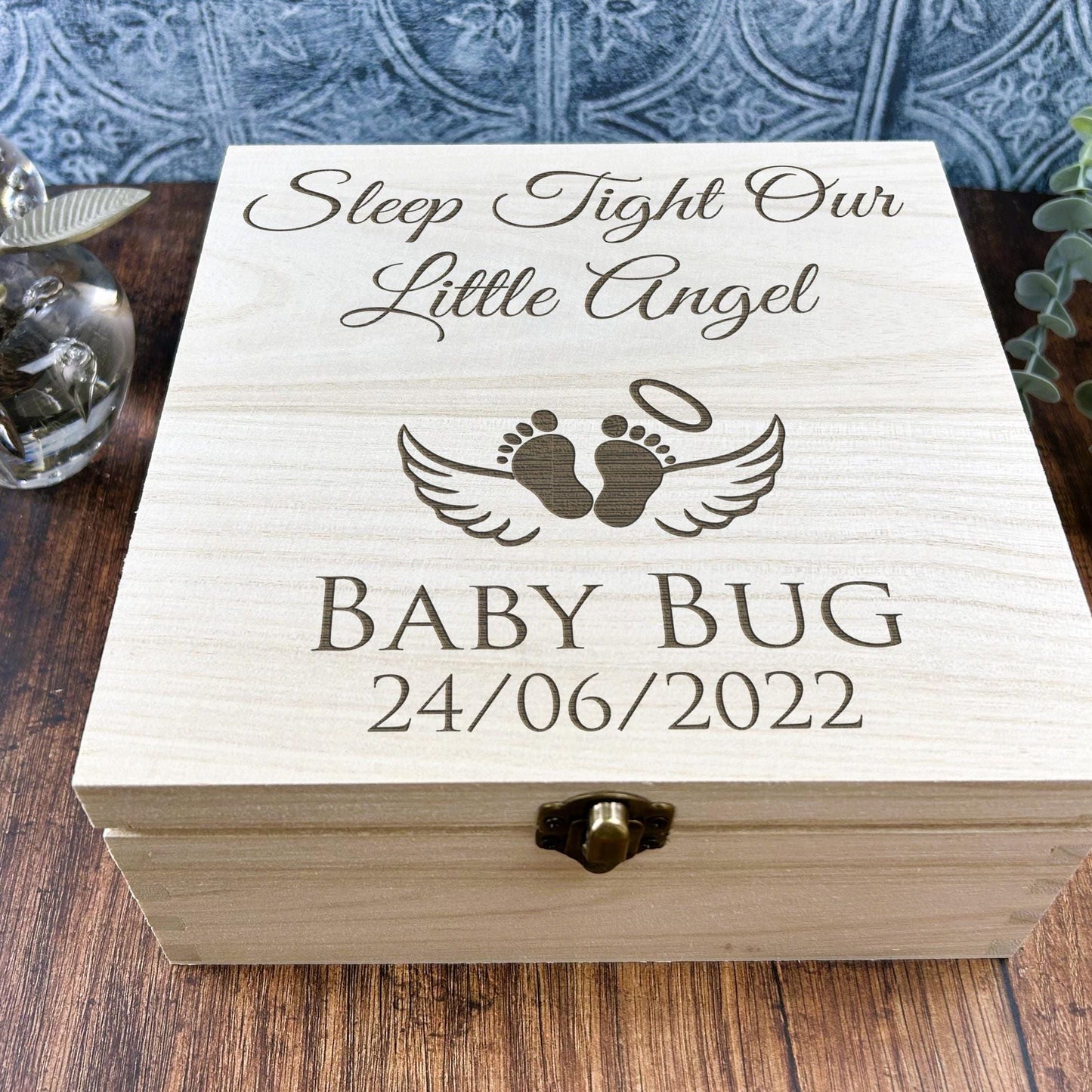 Baby Loss Miscarriage - Personalised Wooden Memory Box - Remembrance Gift