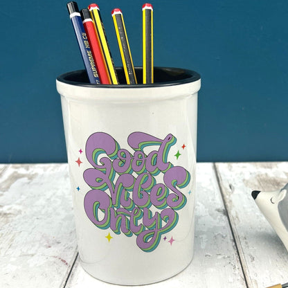 Good Vibes Only Positivity Pencil Pen Pot Stationary Gift
