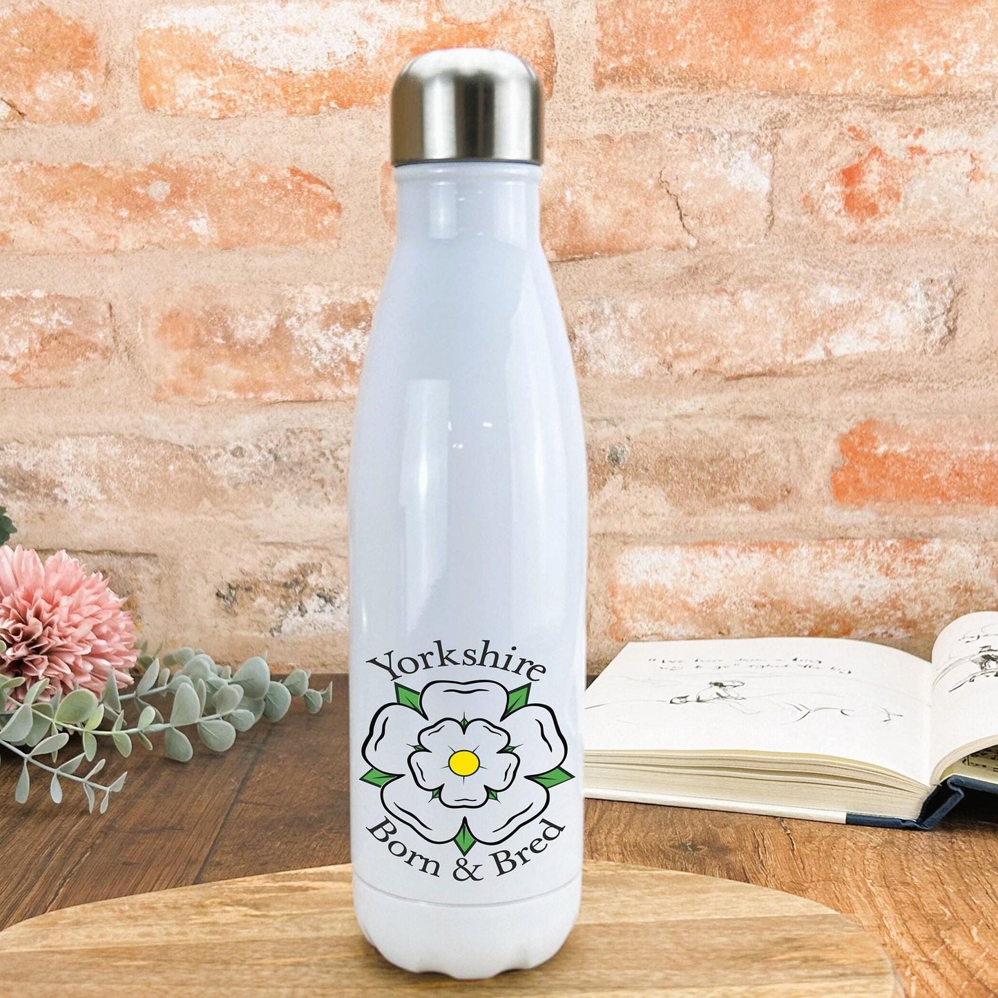 Born and Bred Yorkshire Rose - Personalised Water Bottle