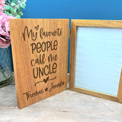 My Favourite People Call Me Uncle Personalised Oak Photo Frame - Brother Gift - Baby Announcement