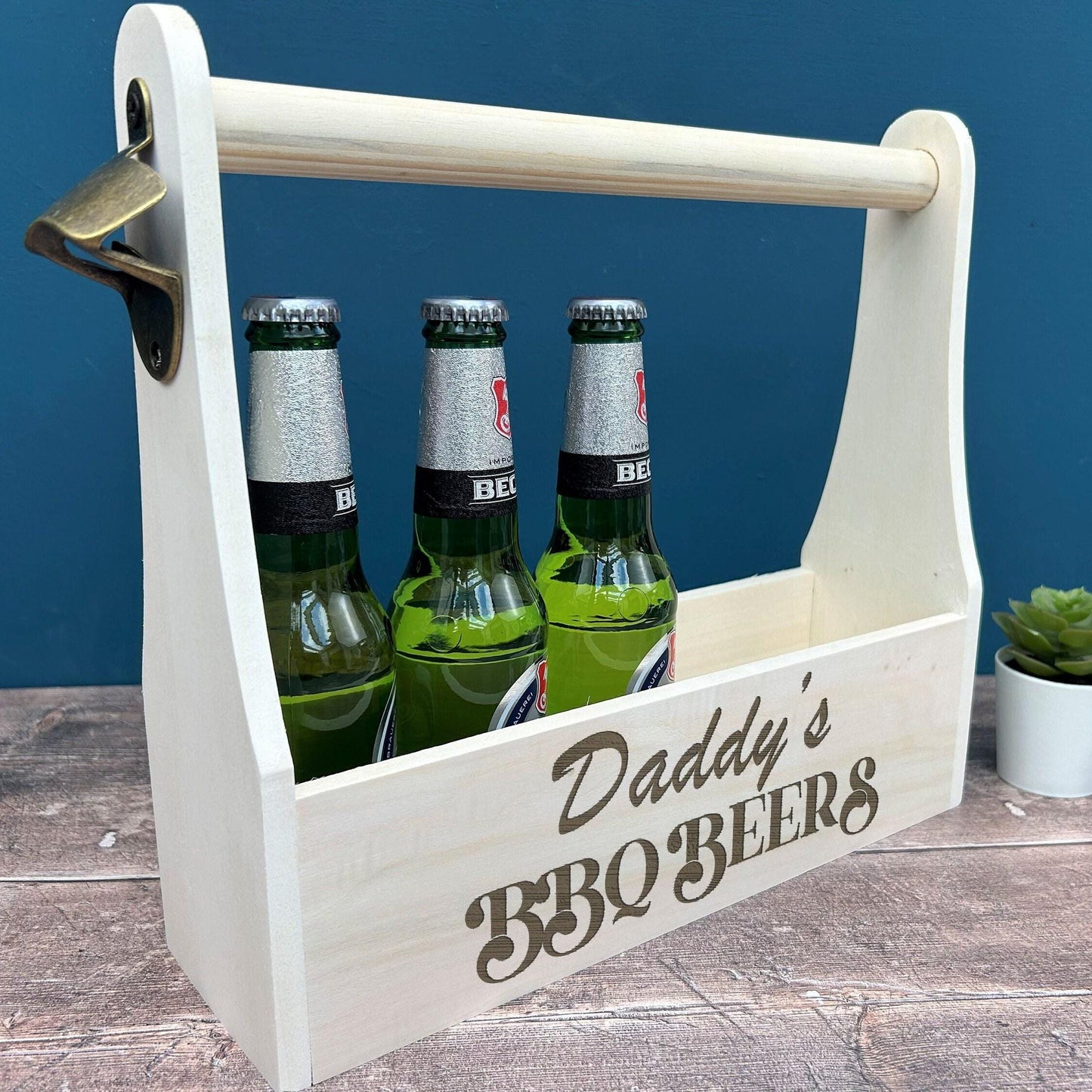 BBQ Beer Carrier - Father's Day Birthday Gift - Personalised BBQ Summer Drinks Holder