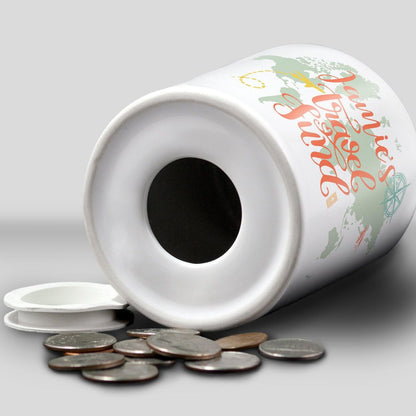 Travel Fund Mountains Design Money Box - Adventure Gift - Personalised Gap Year Savings
