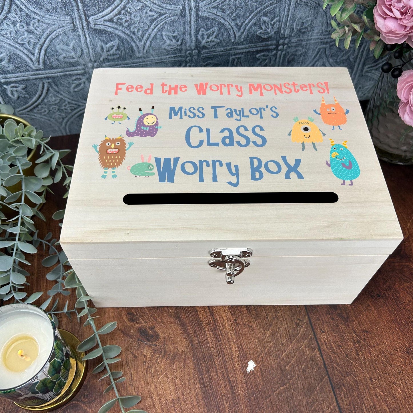 Colourful Monsters Worry Box - Primary School Personalised Dropbox