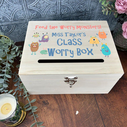 Colourful Monsters Worry Box - Primary School Personalised Dropbox