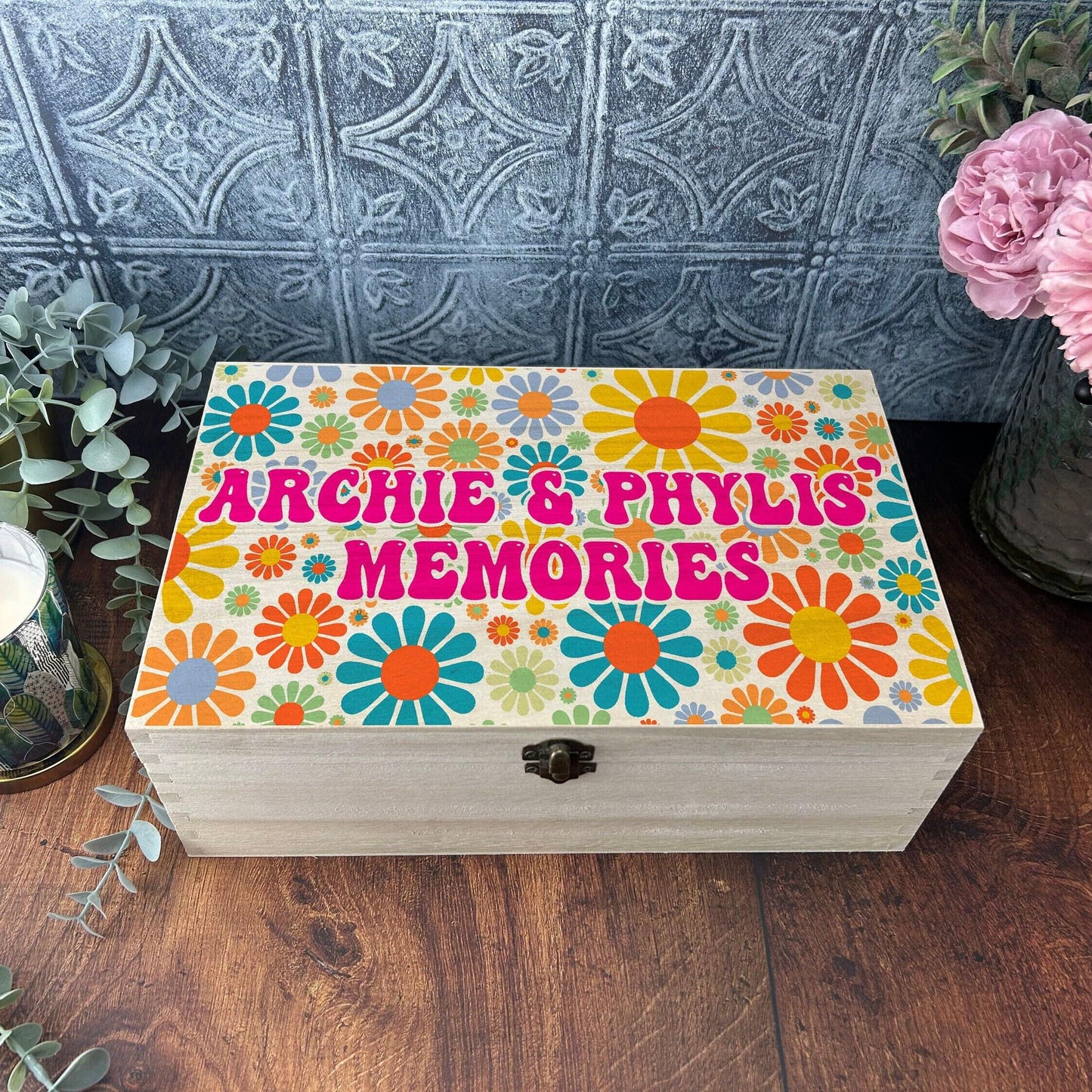 Flower Power 60s 70s Hippie Style Memory Box - Personalised Gift