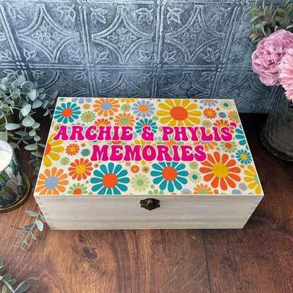 Flower Power 60s 70s Hippie Style Memory Box - Personalised Gift
