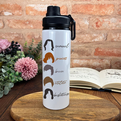 The Breakfast Club Criminal Princess Brain Athlete Basketcase Movie Film Quote Poster Water Bottle Screw Cap Gift