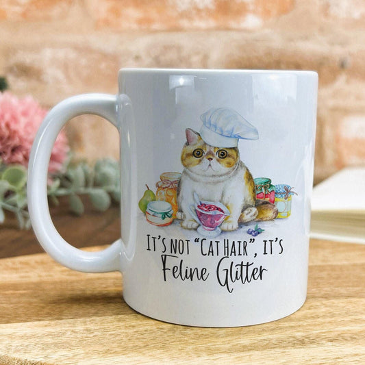 Feline Glitter Cat Design Mug