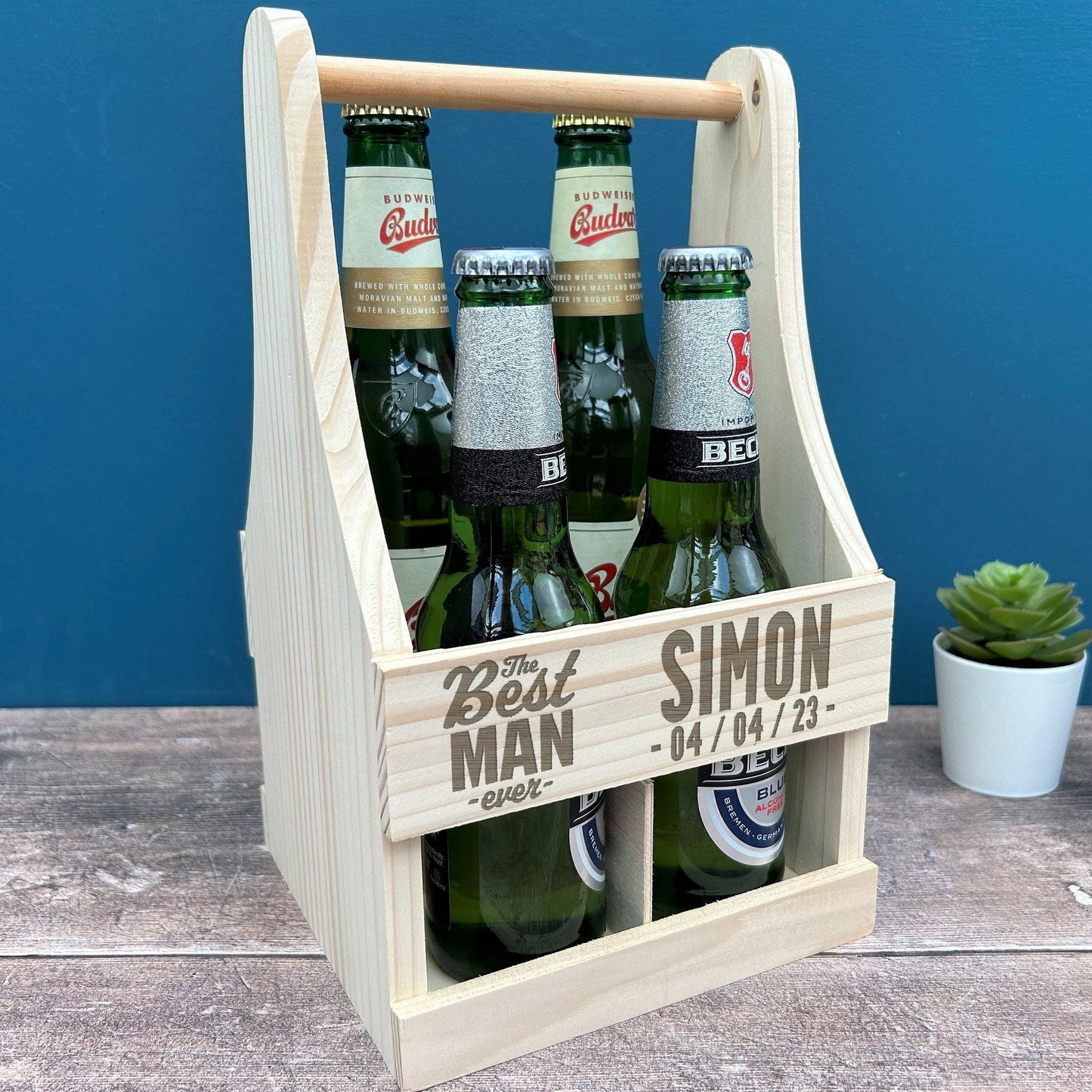 The Best Man Ever - Beer Carrier - Wedding Groom Groomsman Usher Ring Bearer - Personalised  Gift