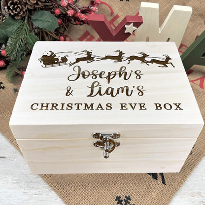 Santa Sleigh Engraved Personalised Christmas  Eve Box