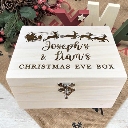 Santa Sleigh Engraved Personalised Christmas  Eve Box