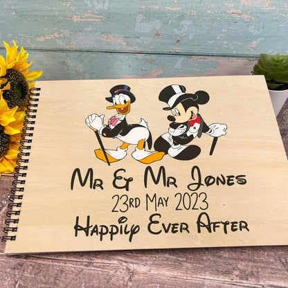 Mickey Mouse Donald Duck Mr & Mr Disney - Personalised Wedding Guest Book