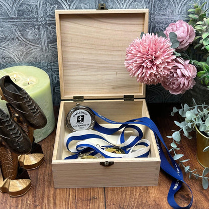 Medal Storage Wooden Box Personalised Sports Person Gift