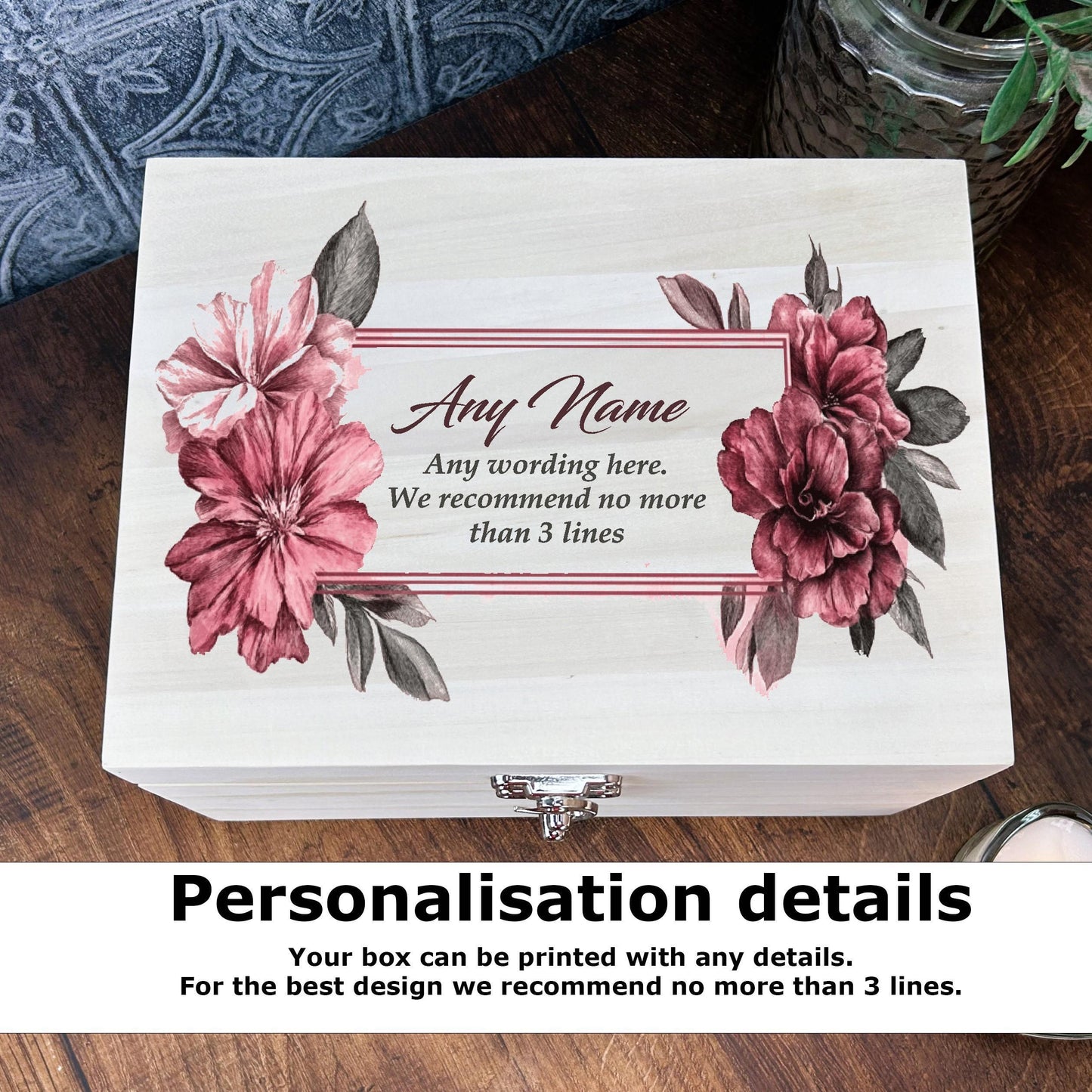 Mothers Day Floral Watercolour Illustration Personalised Luxury Memory Box