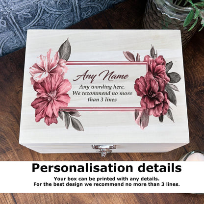 Mothers Day Floral Watercolour Illustration Personalised Luxury Memory Box