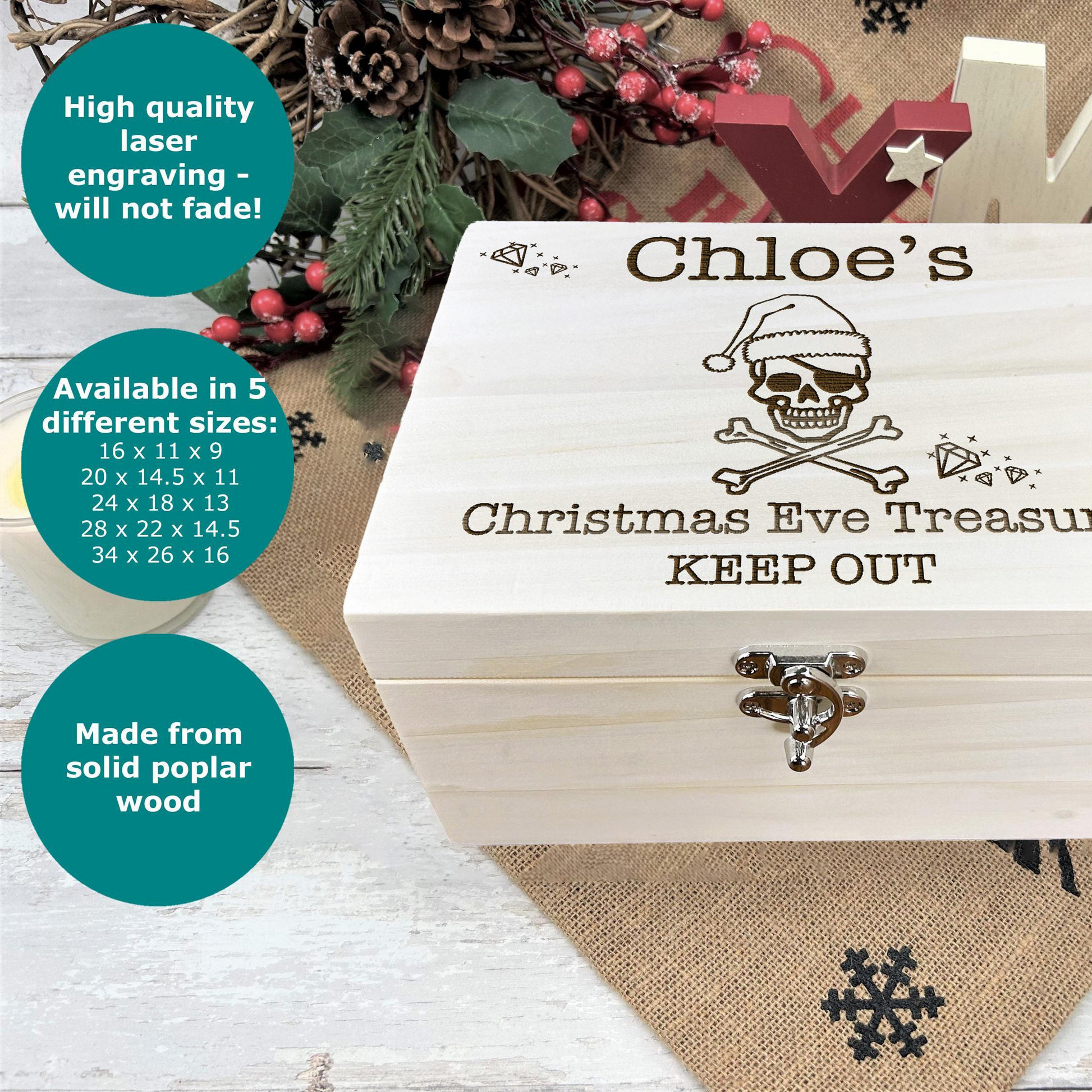 a wooden box with a skull and crossbones on it