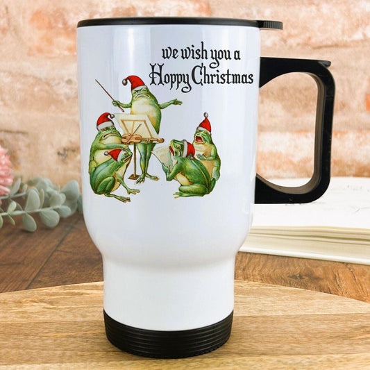 Frog Carollers Christmas Personalised Travel Mug Gift