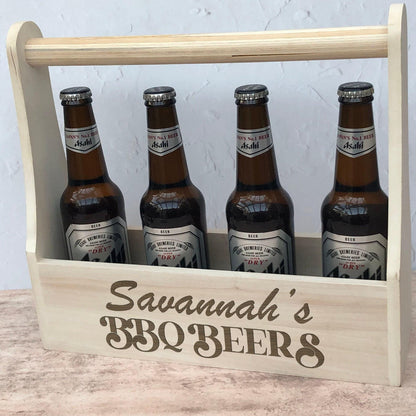 BBQ Beer Carrier - Father's Day Birthday Gift - Personalised BBQ Summer Drinks Holder