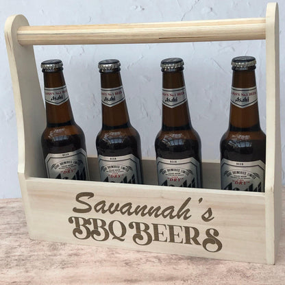BBQ Beer Carrier - Father's Day Birthday Gift - Personalised BBQ Summer Drinks Holder