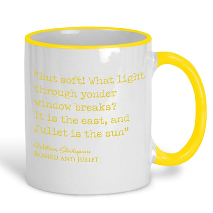Romeo and Juliet William Shakespeare Book Quote "It is the east and Juliet is the sun" Classic Literature Ceramic Mug