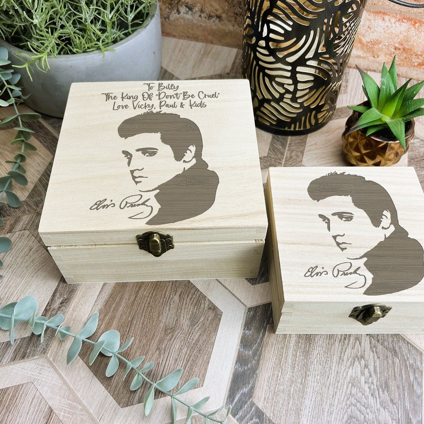 Elvis Presley Engraved Wooden Trinket Jewellery Memory Memories Box Christmas Gift Birthday Present