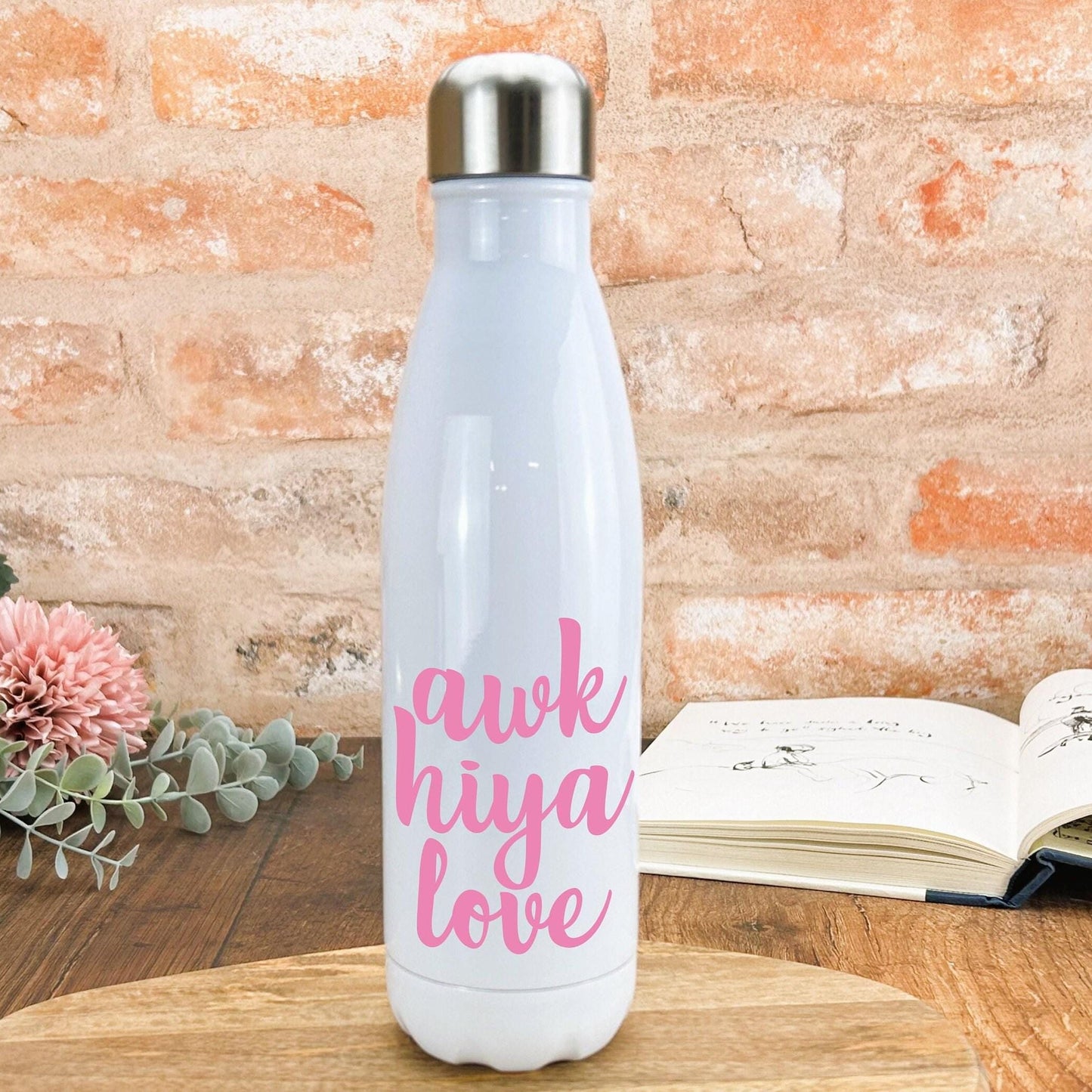 Awk Hiya Love - Northern Ireland Dialect - Personalised Water Bottle