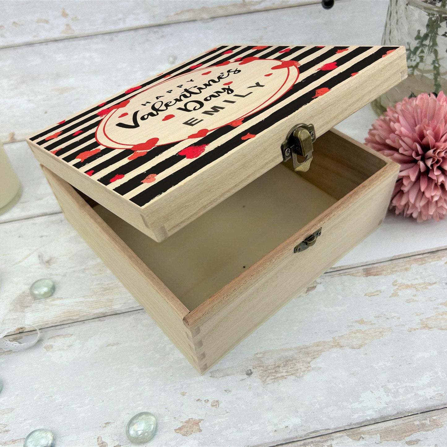 Couples Personalised Wooden Memory Box Valentine's Day Gift