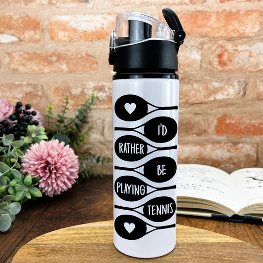 I'd Rather Be Playing Tennis Exercise Training Gift Hydration Gym Fitness Flip Cap Water Bottle