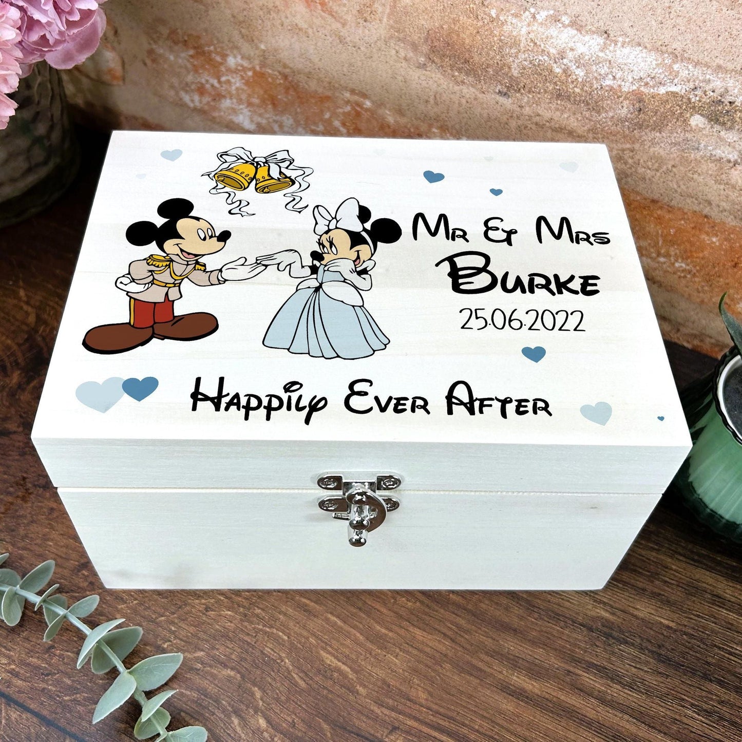 Cinderella Mickey & Minnie Mouse Disney Personalised Memory Box Wedding Gift