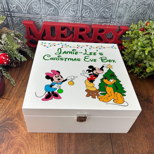Mickey & Minnie Mouse & Pluto - Christmas Tree Personalised XMAS Eve Box - Christmas Treats