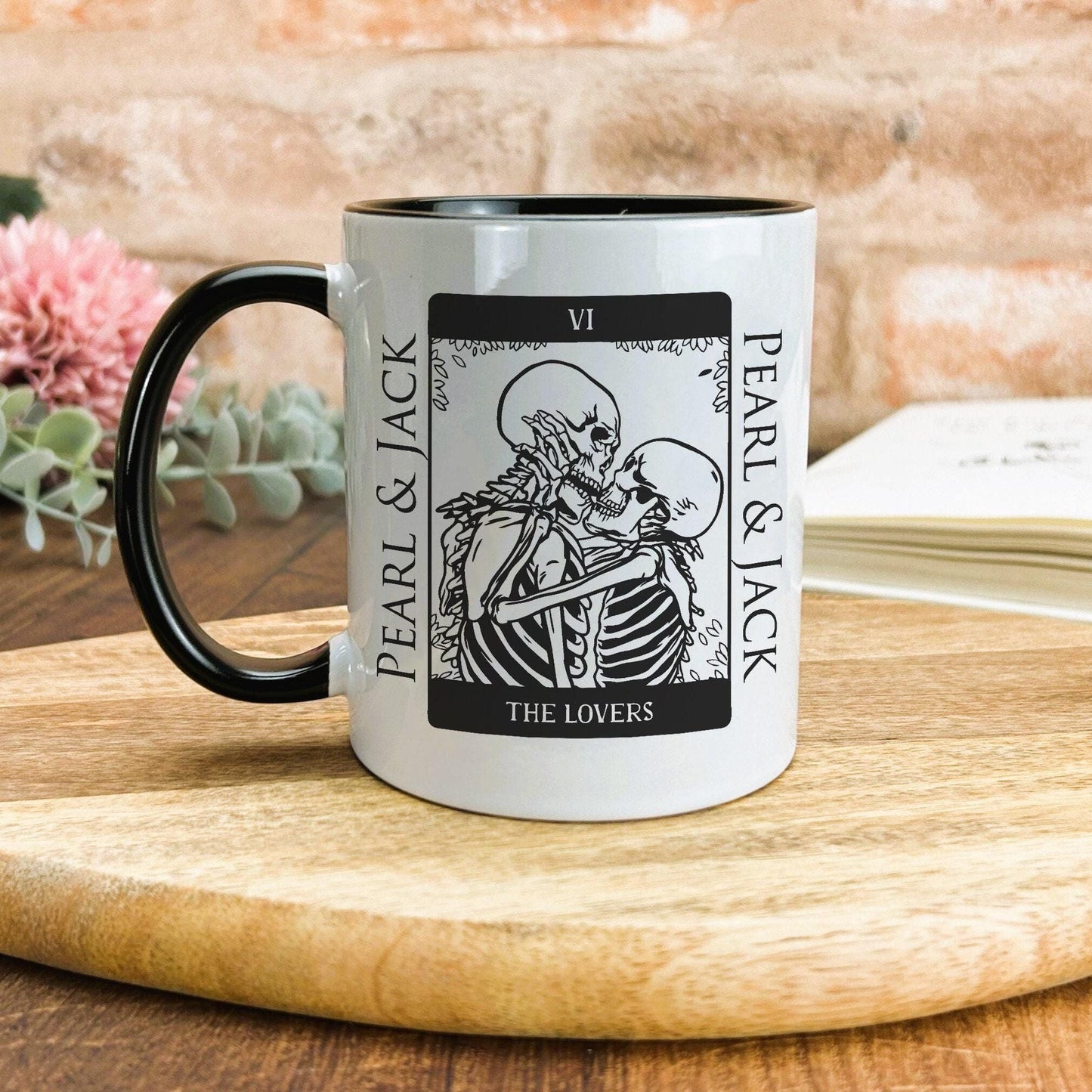 The Lovers Tarot Card Love Skeleton Personalised Mug Valentine's Day Boyfriend Girlfriend Gift