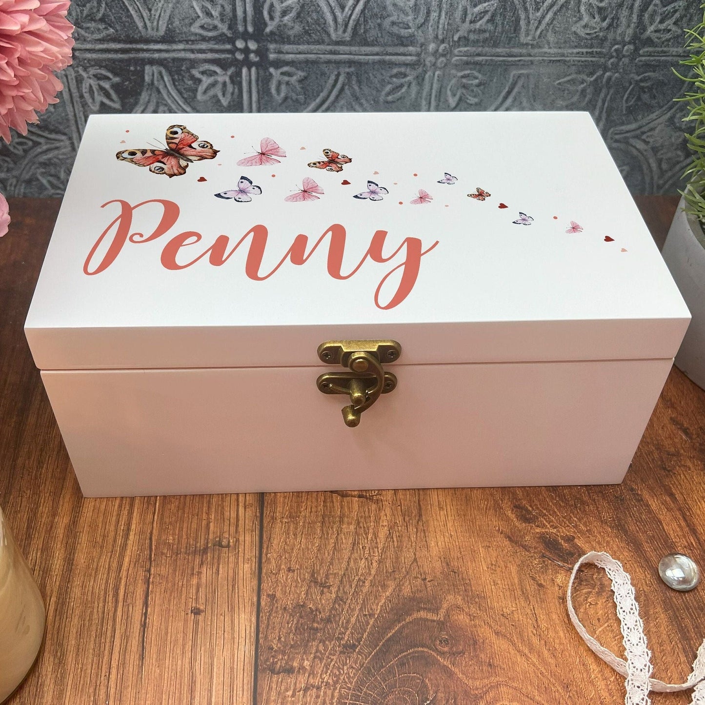 Butterflies Colourful Personalised Jewellery Trinkets Box - Birthday Gift