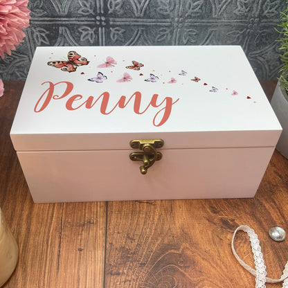 Butterflies Colourful Personalised Jewellery Trinkets Box - Birthday Gift