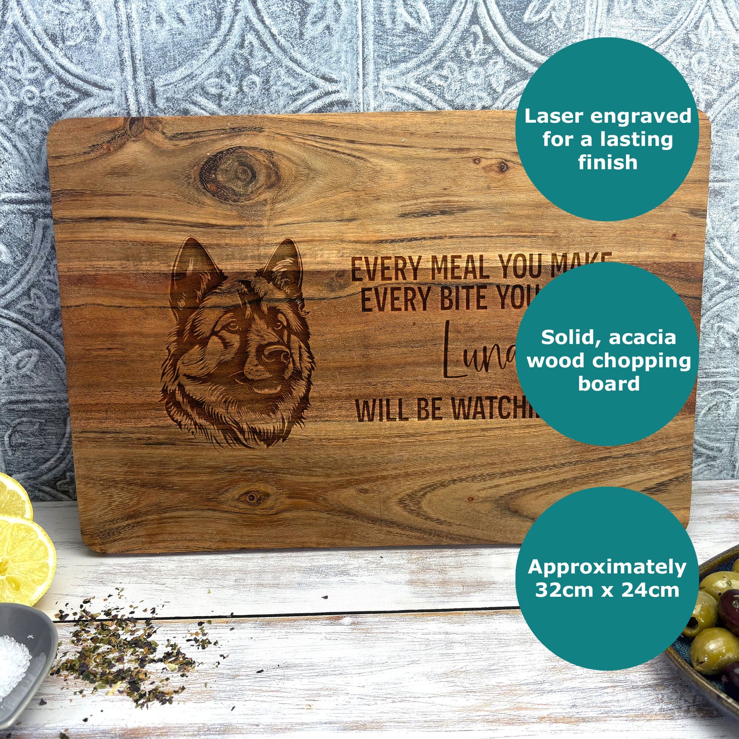 Akita Chopping Board, Personalised Dog Lover Gift, Every Meal You Make Board
