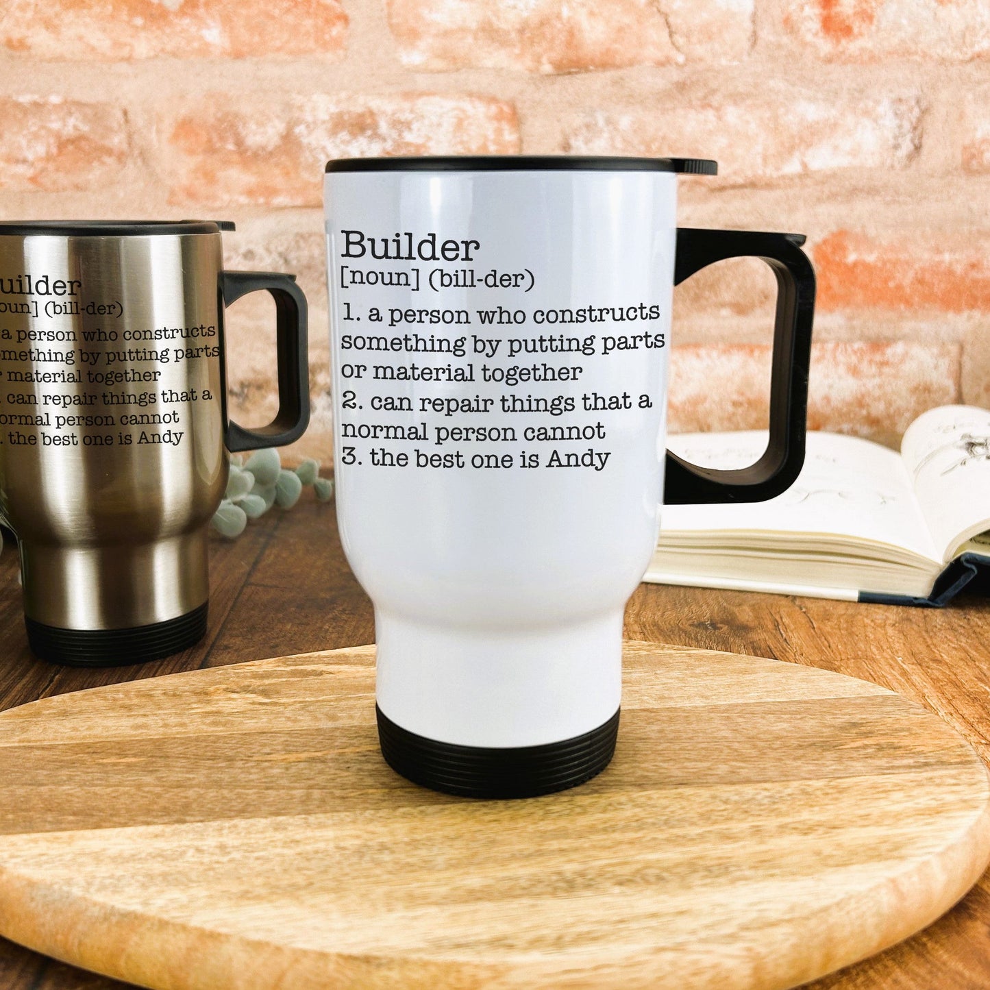 Builder Definition Personalised Travel Mug | Gift | Secret Santa | Worksite | Trade | New Job | Profession | Dad | Brother | Son | Friend