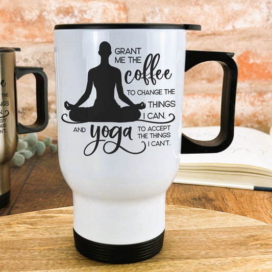 Grant Me Coffee and Yoga Acceptance Change Personalised Tea Travel Mug Gift Relax