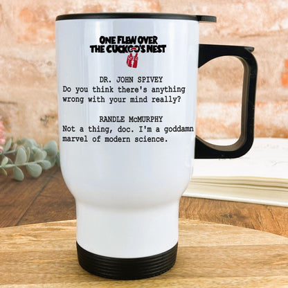 One Flew Over the Cuckoo's Nest Travel Mug Quote Personalised Movie Gift Film Cinema Jack Nicholson Screenplay style