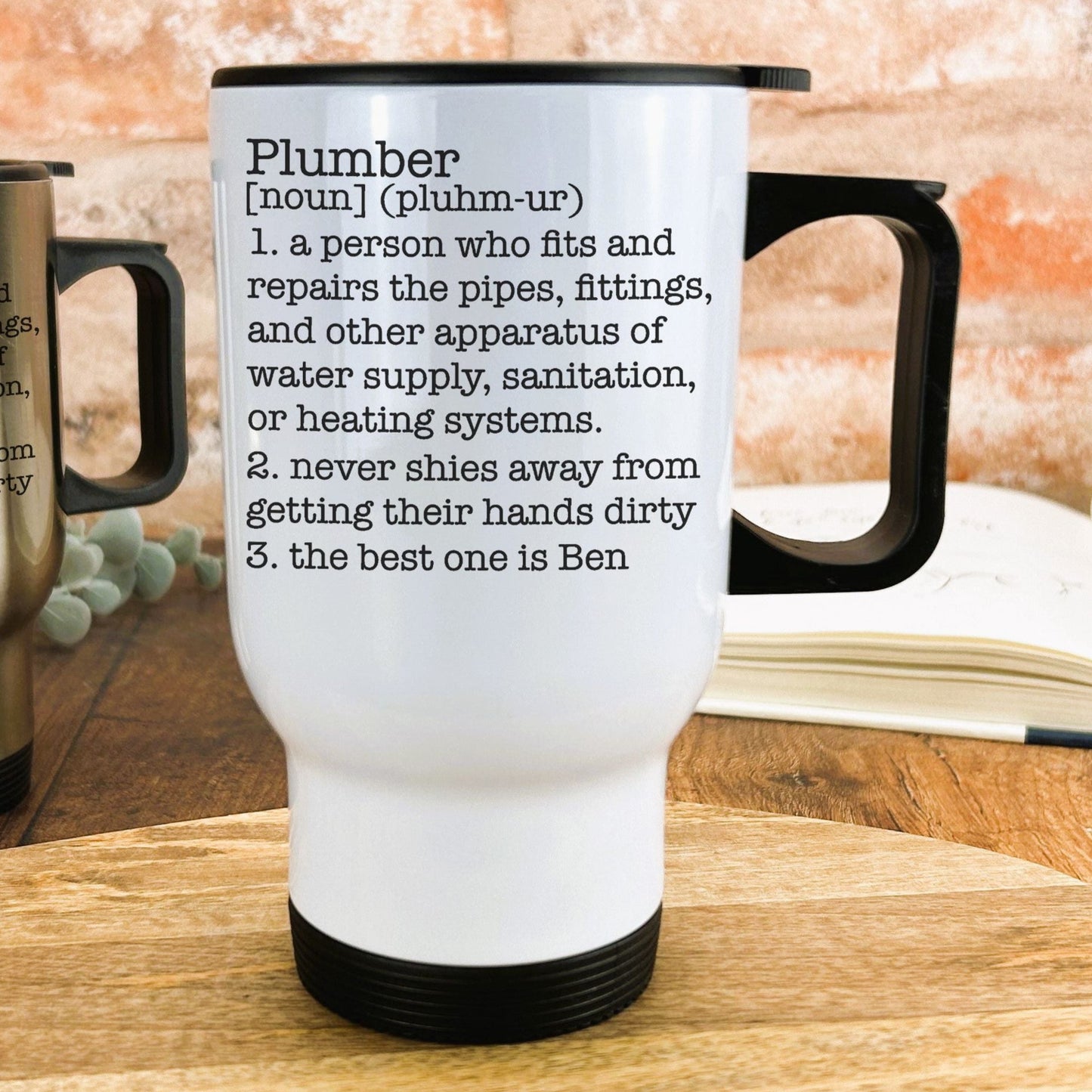 Plumber Definition Travel Mug Personalised Gift Trade Builder Tradesman Worksite New Job Profession