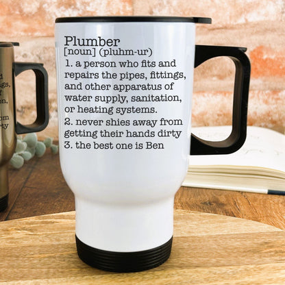 Plumber Definition Travel Mug Personalised Gift Trade Builder Tradesman Worksite New Job Profession