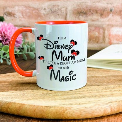 a coffee mug sitting on top of a wooden table