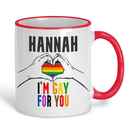 I'm Gay For You LGBTQ+ Pride Rainbow Flag Personalised Mug Valentine's Day Boyfriend Girlfriend Gift Partner Love
