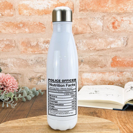 Police Officer Nutrition Facts Personalised Water Bottle Gift